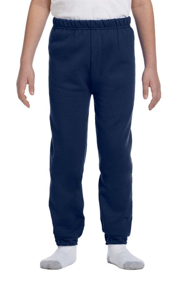 Jerzees 973B/973BR Youth NuBlend Fleece Pill Resistant Sweatpants Navy Blue Model Front