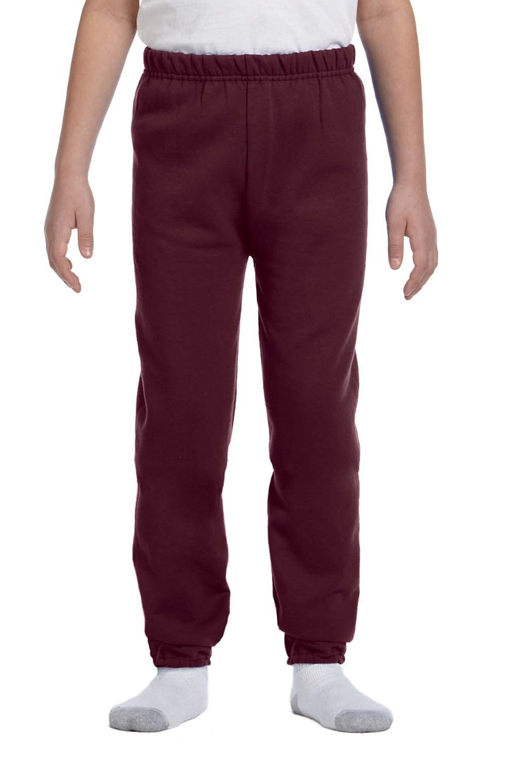 Jerzees 973B/973BR Youth NuBlend Fleece Pill Resistant Sweatpants Maroon Model Front
