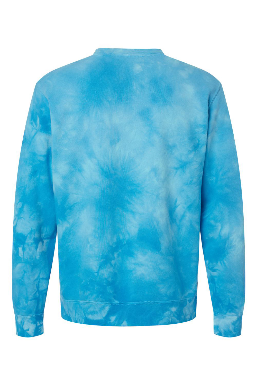 Independent Trading Company PRM3500TD Mens Tie-Dye Crewneck Sweatshirt Aqua Blue Flat Back