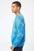 Independent Trading Company PRM3500TD Mens Tie-Dye Crewneck Sweatshirt Aqua Blue Model Side
