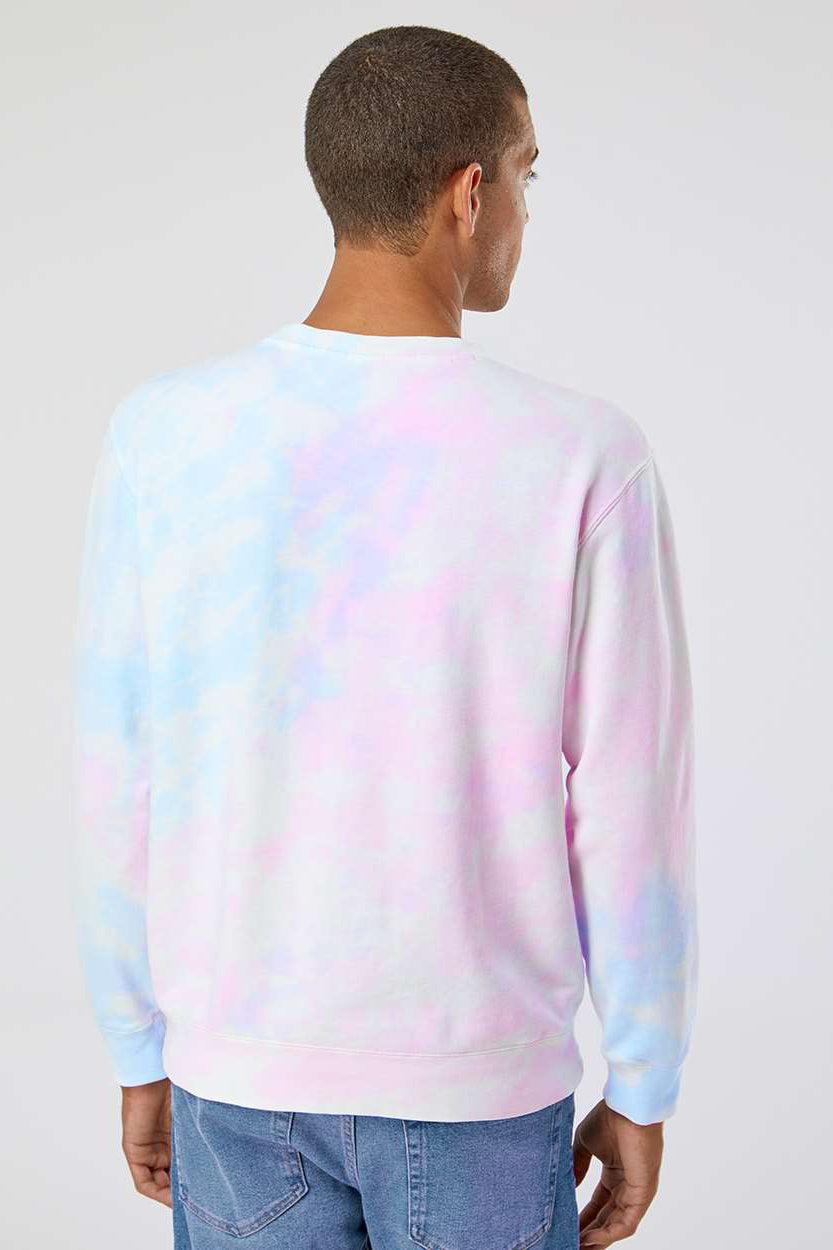 Independent Trading Company PRM3500TD Mens Tie-Dye Crewneck Sweatshirt Cotton Candy Model Back