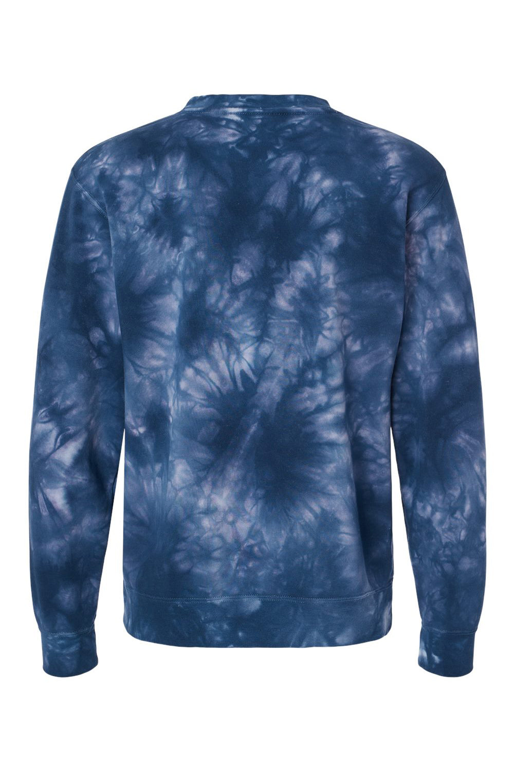 Independent Trading Company PRM3500TD Mens Tie-Dye Crewneck Sweatshirt Navy Blue Flat Back