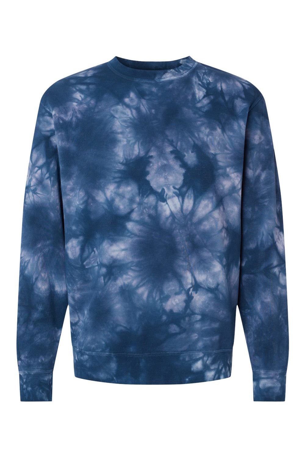 Independent Trading Company PRM3500TD Mens Tie-Dye Crewneck Sweatshirt Navy Blue Flat Front