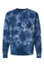 Independent Trading Company PRM3500TD Mens Tie-Dye Crewneck Sweatshirt Navy Blue Flat Front
