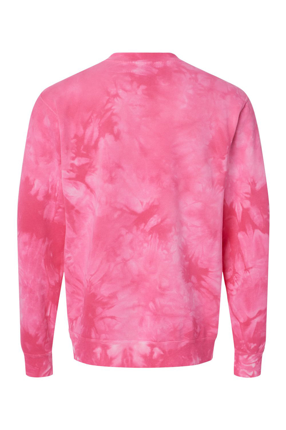 Independent Trading Company PRM3500TD Mens Tie-Dye Crewneck Sweatshirt Pink Flat Back