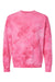 Independent Trading Company PRM3500TD Mens Tie-Dye Crewneck Sweatshirt Pink Flat Front