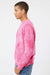 Independent Trading Company PRM3500TD Mens Tie-Dye Crewneck Sweatshirt Pink Model Side