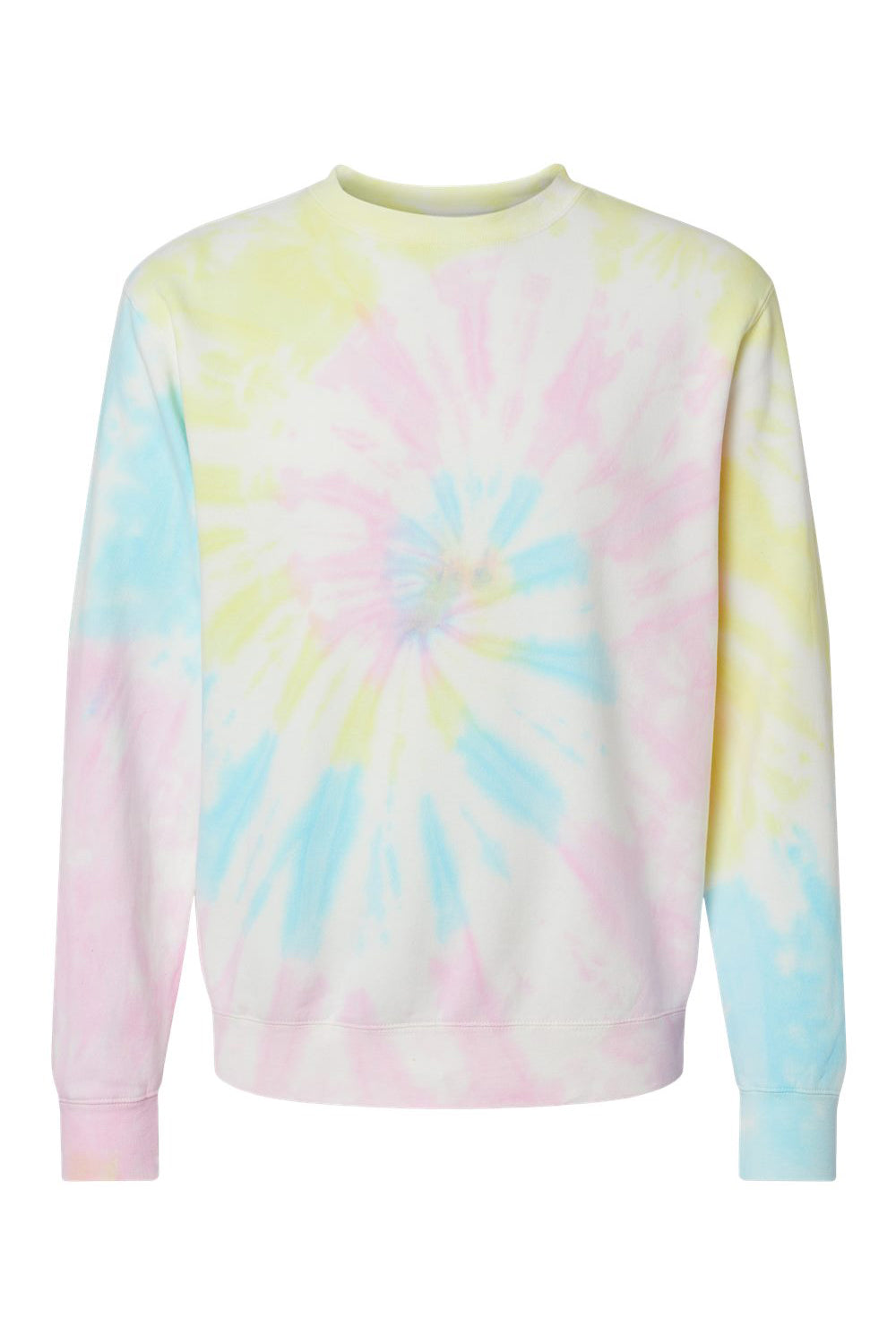Independent Trading Company PRM3500TD Mens Tie-Dye Crewneck Sweatshirt Sunset Swirl Flat Front