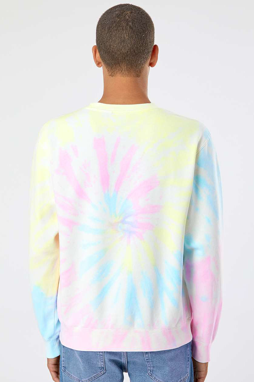 Independent Trading Company PRM3500TD Mens Tie-Dye Crewneck Sweatshirt Sunset Swirl Model Back