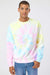 Independent Trading Company PRM3500TD Mens Tie-Dye Crewneck Sweatshirt Sunset Swirl Model Front