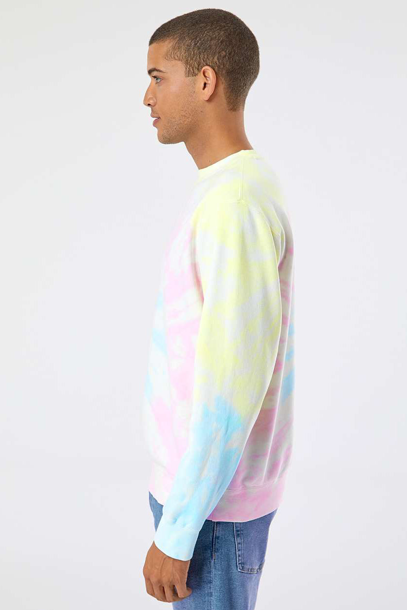 Independent Trading Company PRM3500TD Mens Tie-Dye Crewneck Sweatshirt Sunset Swirl Model Side