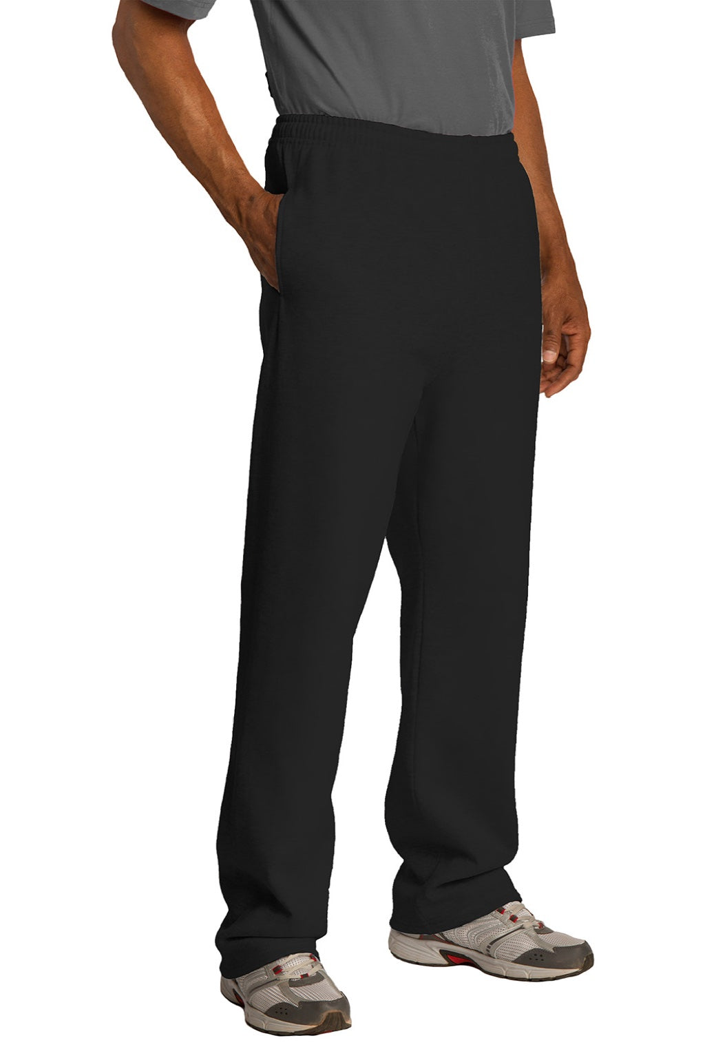 Jerzees 974M/974MPR Mens NuBlend Pill Resistant Fleece Open Bottom Sweatpants w/ Pockets Black Model 3q