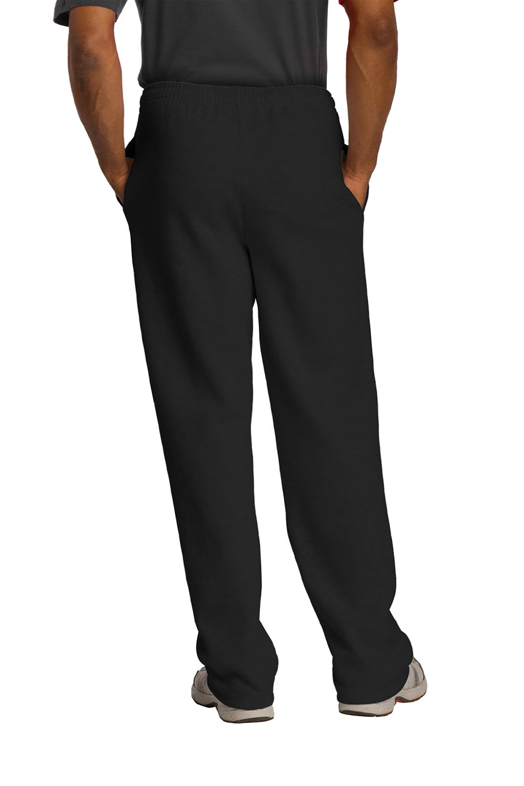 Jerzees 974M/974MPR Mens NuBlend Pill Resistant Fleece Open Bottom Sweatpants w/ Pockets Black Model Back
