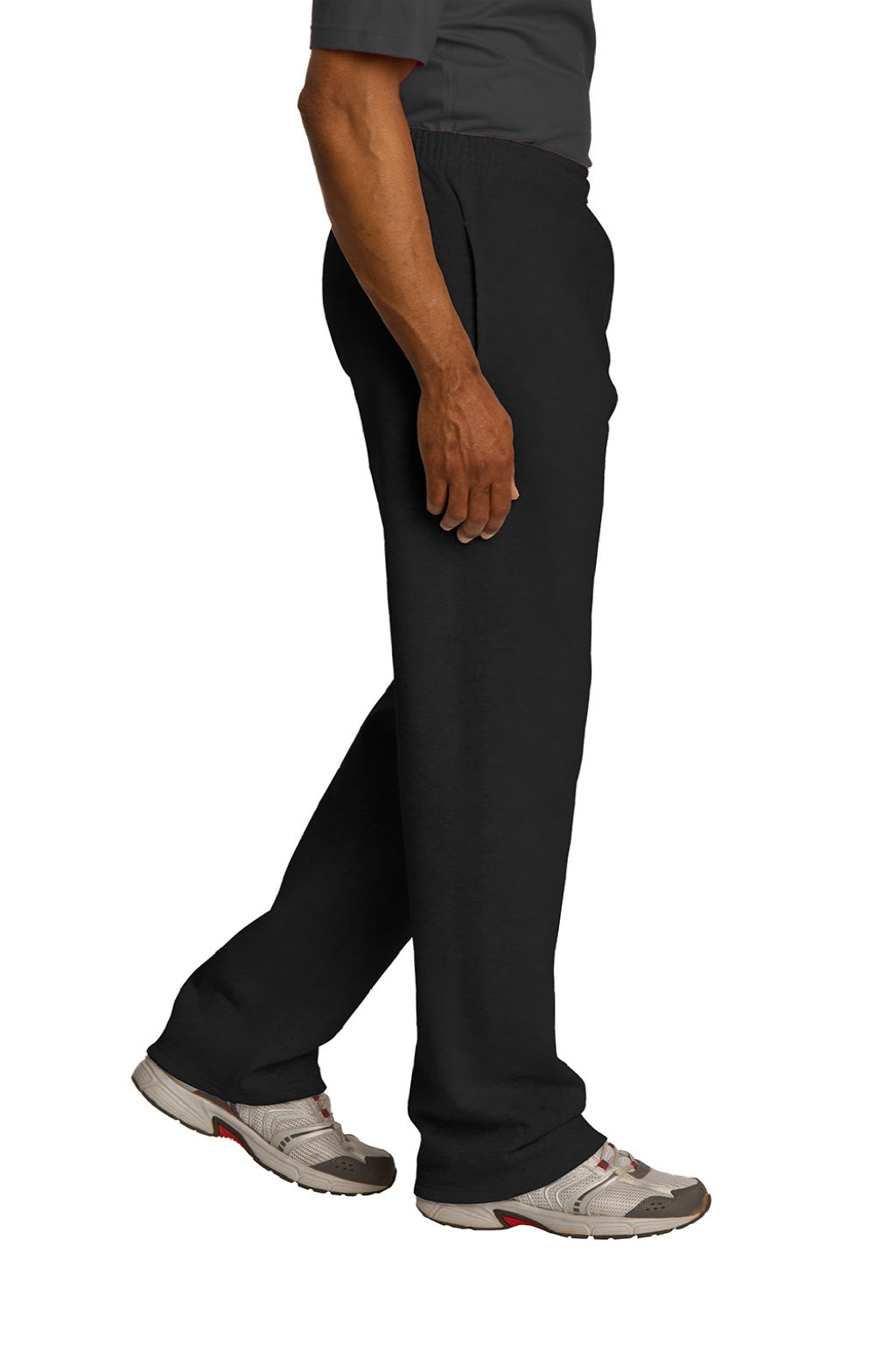 Jerzees 974M/974MPR Mens NuBlend Pill Resistant Fleece Open Bottom Sweatpants w/ Pockets Black Model Side