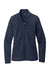 Eddie Bauer EB251 Womens Pill Resistant Fleece Full Zip Jacket Heather River Navy Blue Flat Front