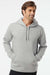 Adidas A432 Mens Fleece Hooded Sweatshirt Hoodie Heather Grey Model Front