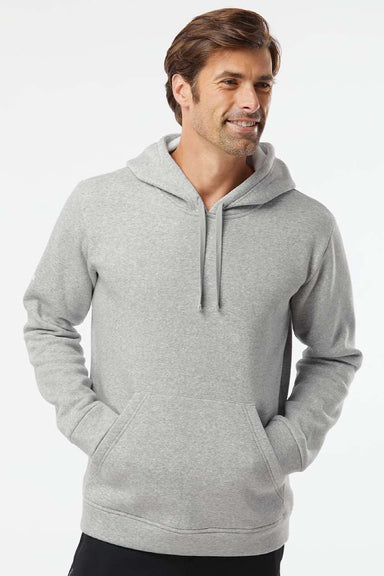 Adidas A432 Mens Fleece Hooded Sweatshirt Hoodie w/ Pouch Pocket Heather Grey Model Front