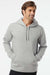 Adidas A432 Mens Fleece Hooded Sweatshirt Hoodie w/ Pouch Pocket Heather Grey Model Front