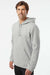Adidas A432 Mens Fleece Hooded Sweatshirt Hoodie w/ Pouch Pocket Heather Grey Model Side