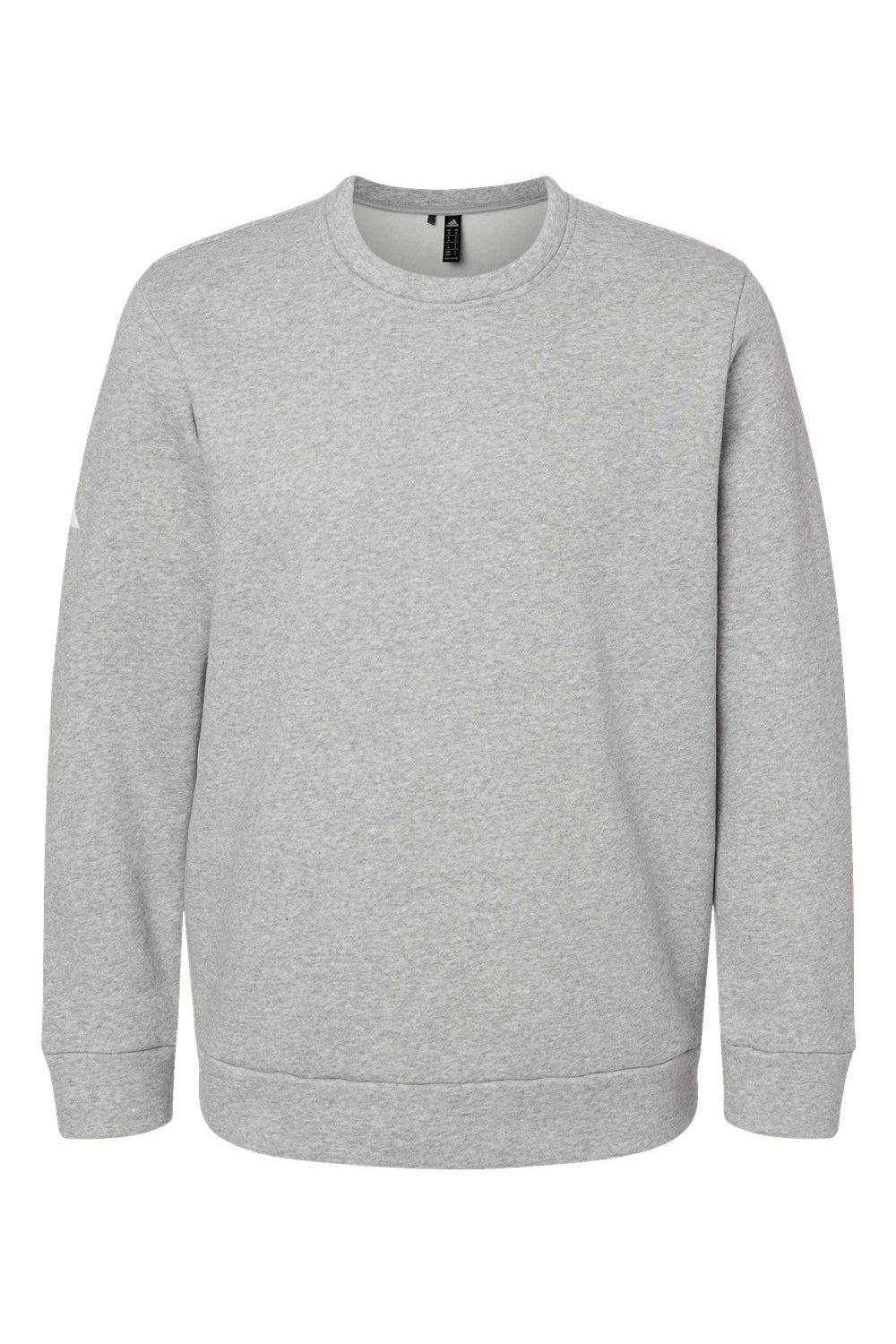 Adidas A434 Mens Fleece Crewneck Sweatshirt Heather Grey Flat Front