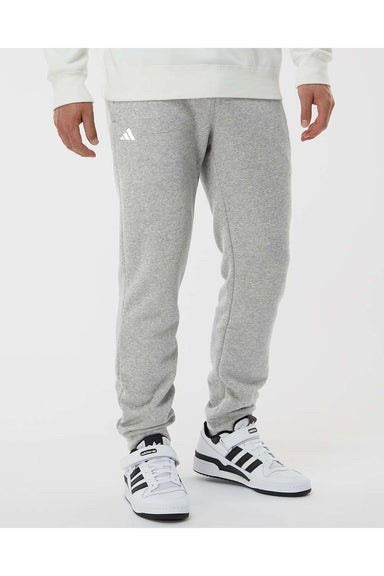 Adidas A436 Mens Fleece Jogger Sweatpants w/ Pockets Heather Grey Model Front