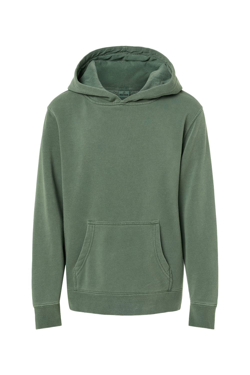 Independent Trading Company PRM1500Y Youth Pigment Dyed Hooded Sweatshirt Hoodie w/ Pouch Pocket Alpine Green Flat Front