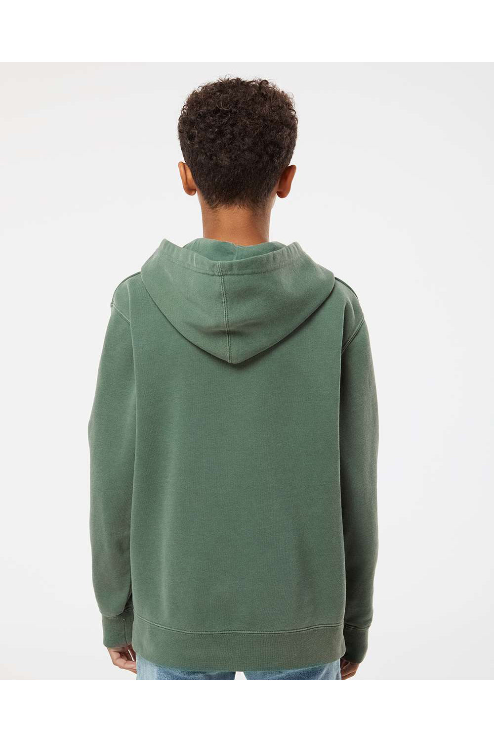 Independent Trading Co. PRM1500Y Youth Pigment Dyed Hooded Sweatshirt Hoodie Alpine Green Model Back