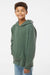 Independent Trading Company PRM1500Y Youth Pigment Dyed Hooded Sweatshirt Hoodie w/ Pouch Pocket Alpine Green Model Side