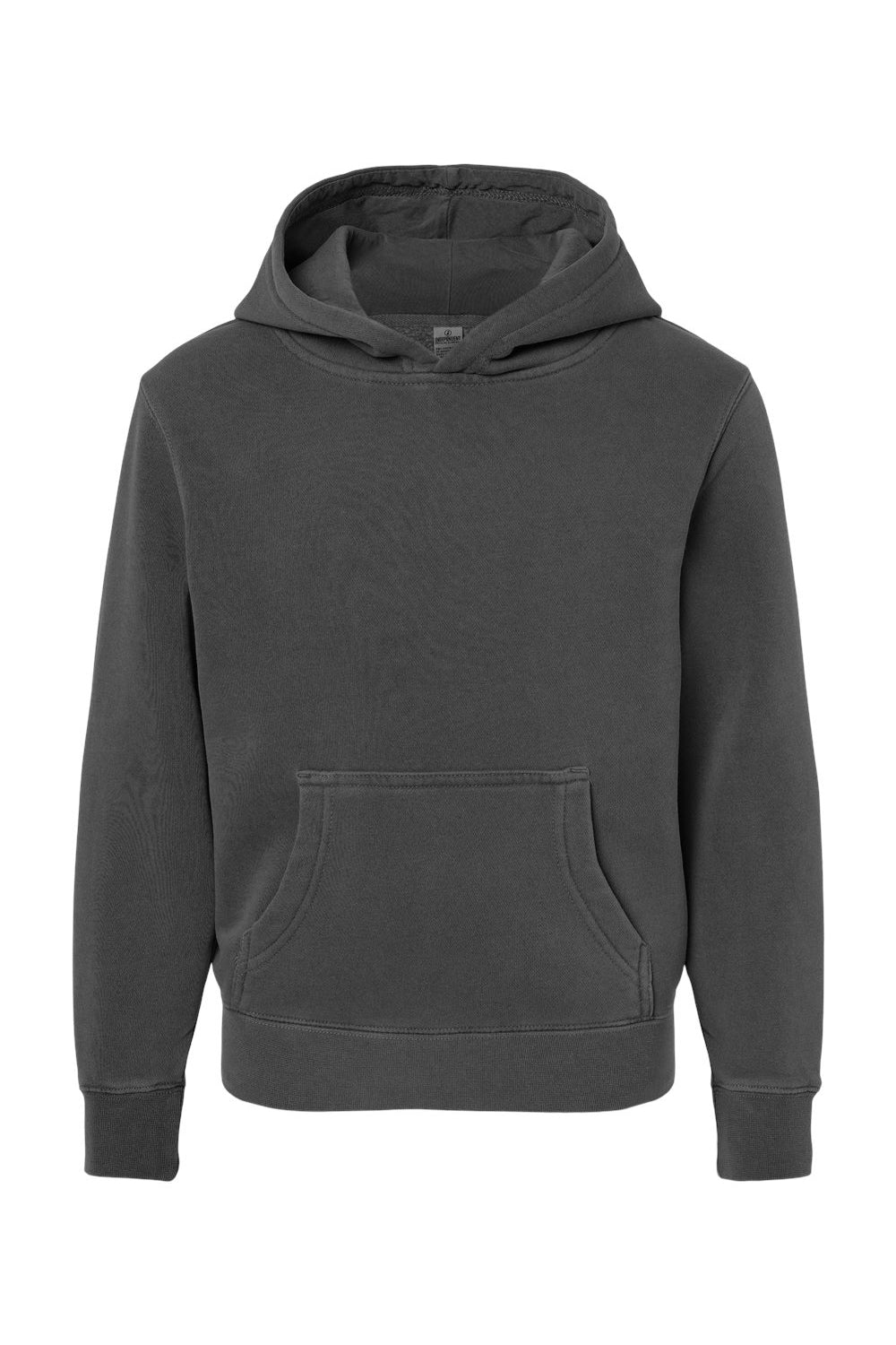 Independent Trading Company PRM1500Y Youth Pigment Dyed Hooded Sweatshirt Hoodie w/ Pouch Pocket Black Flat Front