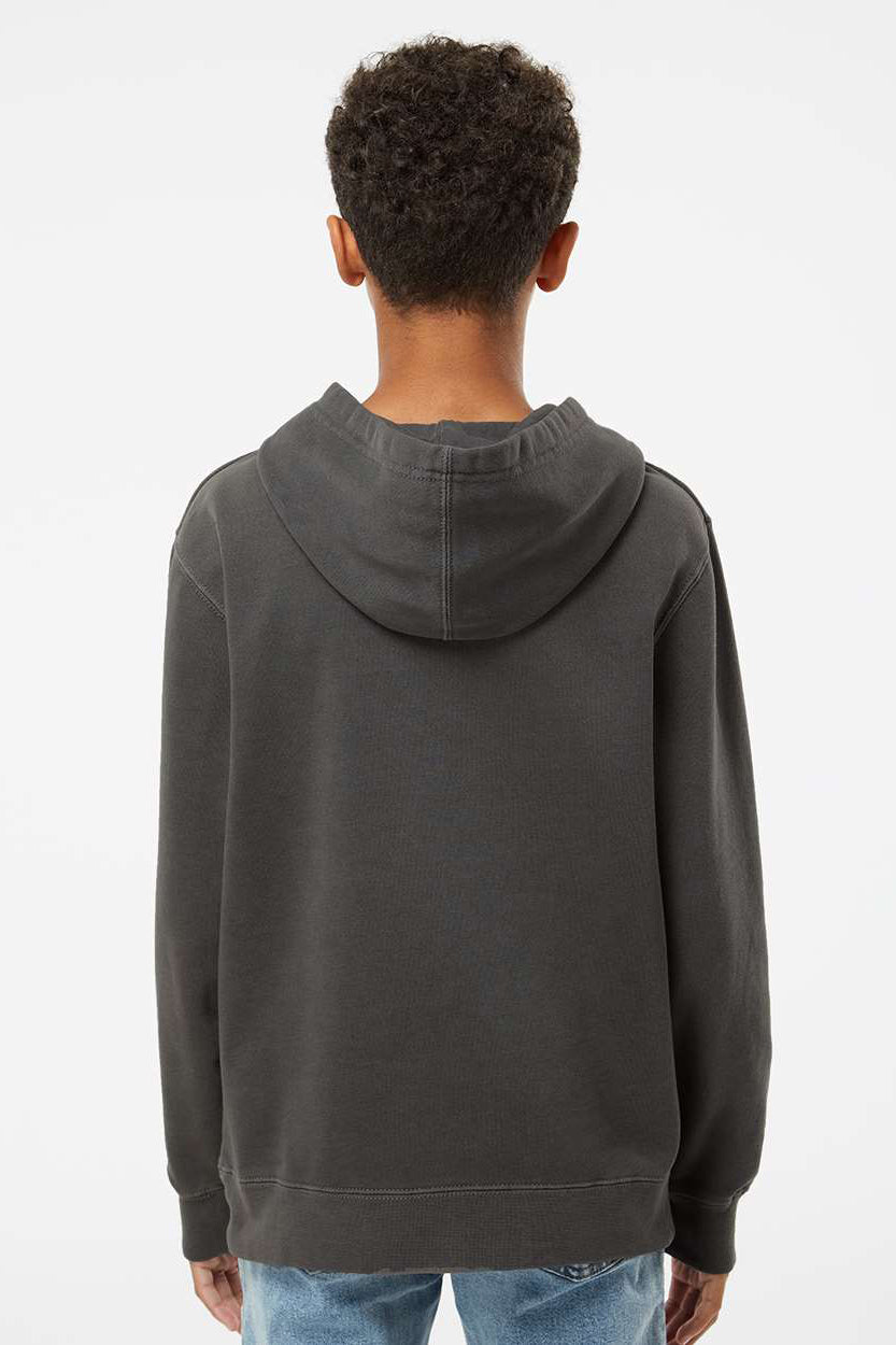 Independent Trading Company PRM1500Y Youth Pigment Dyed Hooded Sweatshirt Hoodie w/ Pouch Pocket Black Model Back