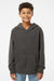 Independent Trading Company PRM1500Y Youth Pigment Dyed Hooded Sweatshirt Hoodie w/ Pouch Pocket Black Model Front