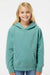 Independent Trading Company PRM1500Y Youth Pigment Dyed Hooded Sweatshirt Hoodie w/ Pouch Pocket Mint Green Model Front
