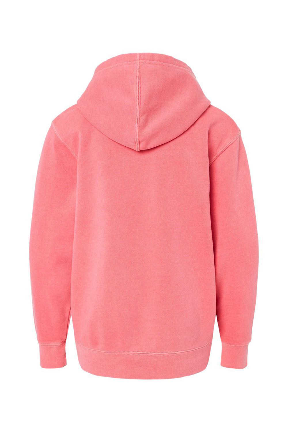 Independent Trading Company PRM1500Y Youth Pigment Dyed Hooded Sweatshirt Hoodie w/ Pouch Pocket Pink Flat Back