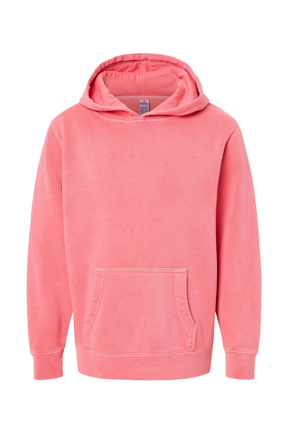 Independent Trading Company PRM1500Y Youth Pigment Dyed Hooded Sweatshirt Hoodie w/ Pouch Pocket Pink Flat Front