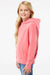 Independent Trading Company PRM1500Y Youth Pigment Dyed Hooded Sweatshirt Hoodie w/ Pouch Pocket Pink Model Side