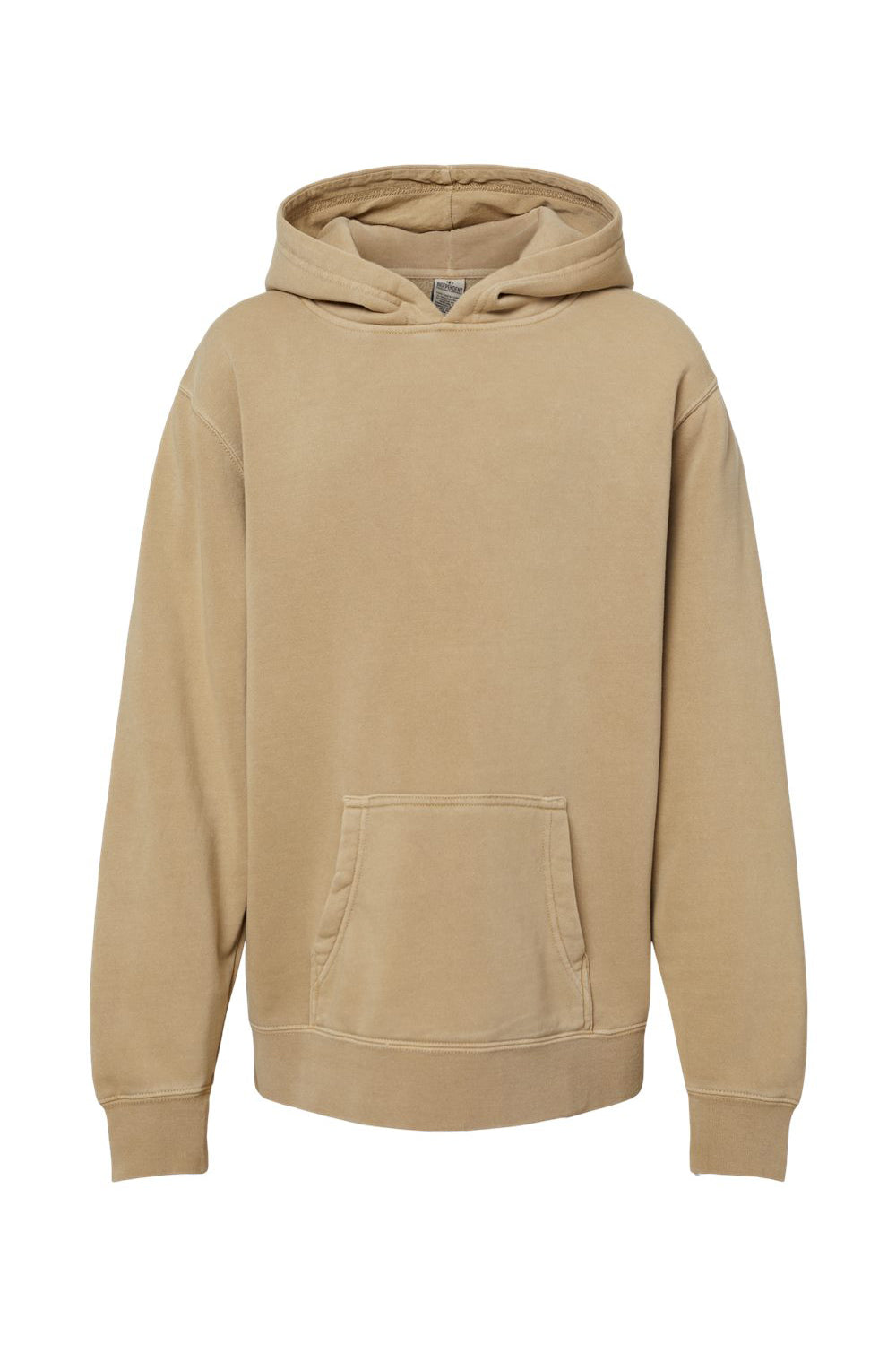 Independent Trading Company PRM1500Y Youth Pigment Dyed Hooded Sweatshirt Hoodie w/ Pouch Pocket Sandstone Brown Flat Front