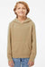 Independent Trading Company PRM1500Y Youth Pigment Dyed Hooded Sweatshirt Hoodie w/ Pouch Pocket Sandstone Brown Model Front