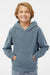 Independent Trading Company PRM1500Y Youth Pigment Dyed Hooded Sweatshirt Hoodie w/ Pouch Pocket Slate Blue Model Front