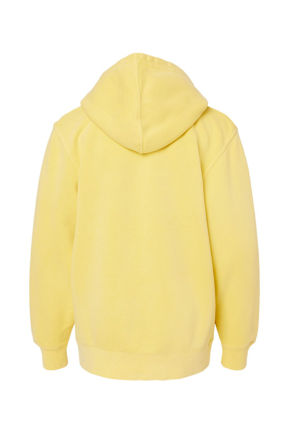Independent Trading Company PRM1500Y Youth Pigment Dyed Hooded Sweatshirt Hoodie w/ Pouch Pocket Yellow Flat Back