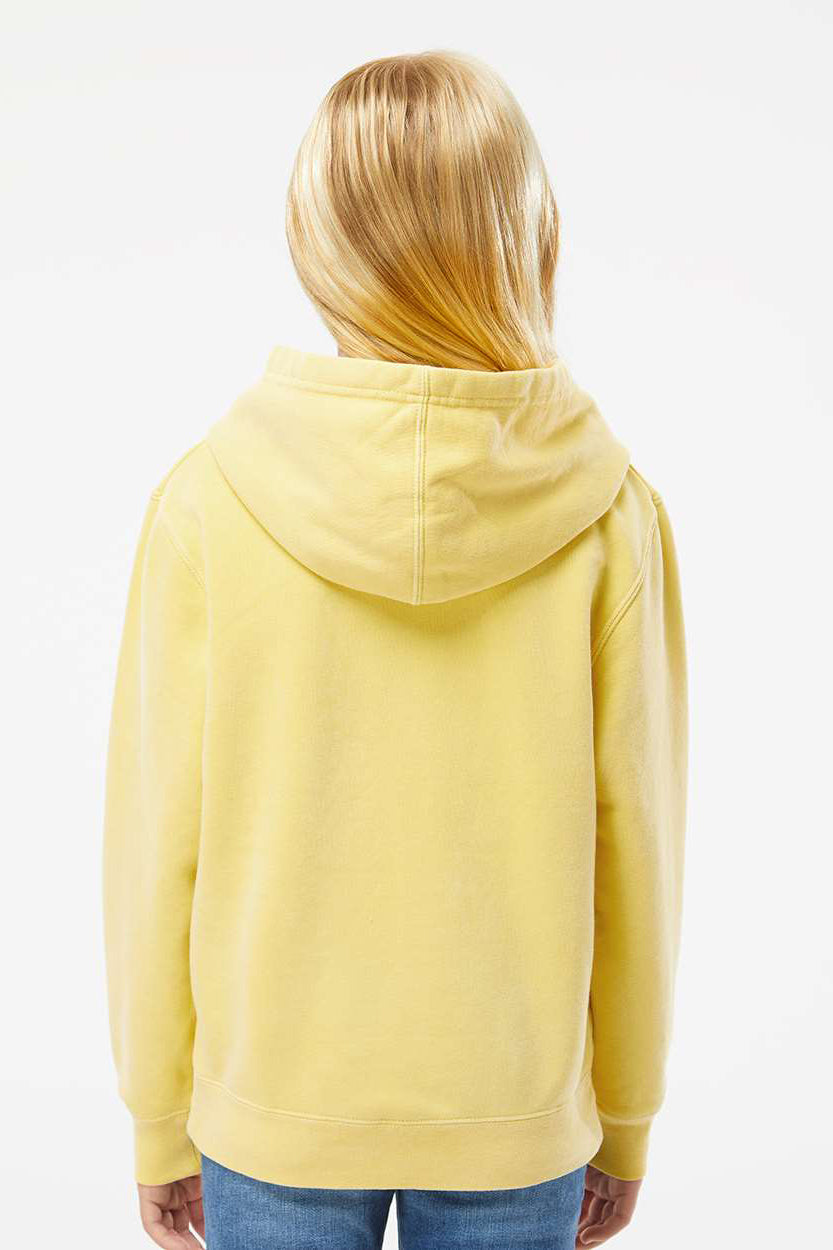 Independent Trading Company PRM1500Y Youth Pigment Dyed Hooded Sweatshirt Hoodie w/ Pouch Pocket Yellow Model Back