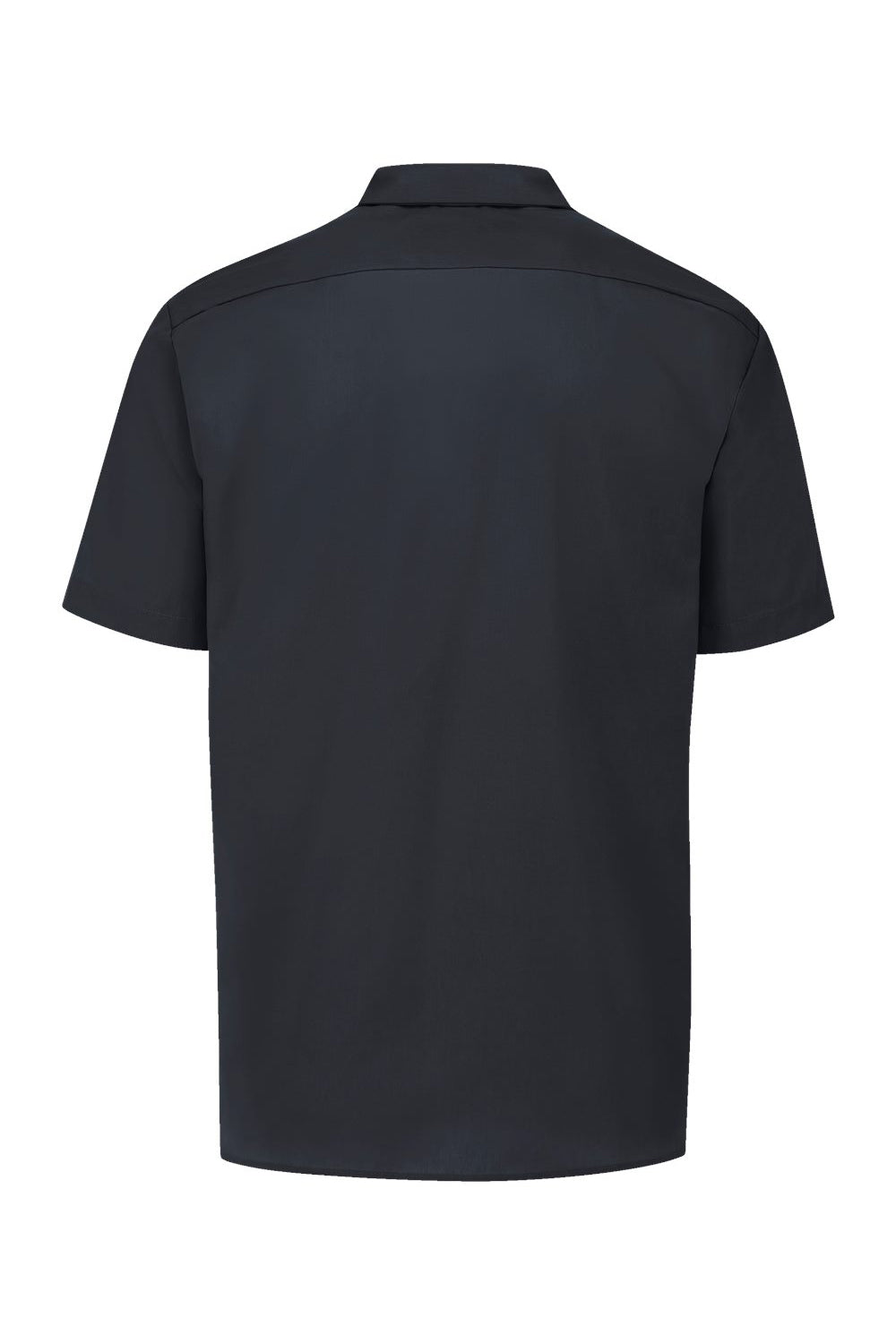 Dickies S535 Mens Industrial Wrinkle Resistant Short Sleeve Button Down Work Shirt w/ Double Pockets Black Flat Back