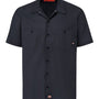 Dickies Mens Industrial Wrinkle Resistant Short Sleeve Button Down Work Shirt w/ Double Pockets - Black - NEW