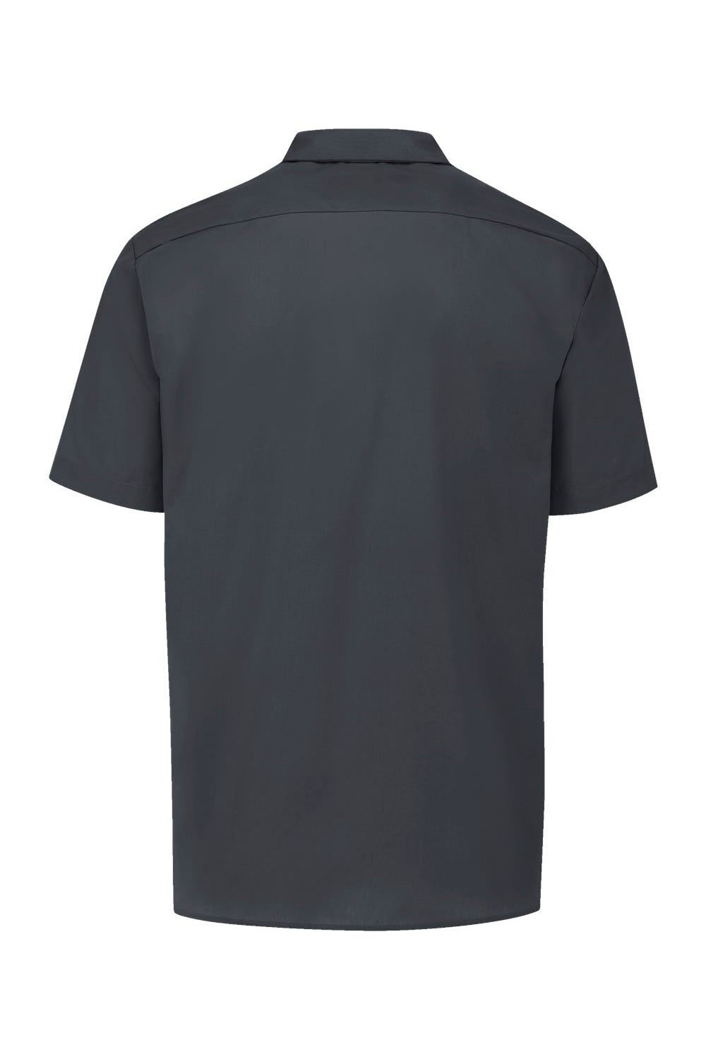 Dickies S535 Mens Industrial Wrinkle Resistant Short Sleeve Button Down Work Shirt w/ Double Pockets Dark Charcoal Grey Flat Back