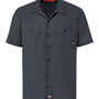 Dickies Mens Industrial Wrinkle Resistant Short Sleeve Button Down Work Shirt w/ Double Pockets - Dark Charcoal Grey - NEW