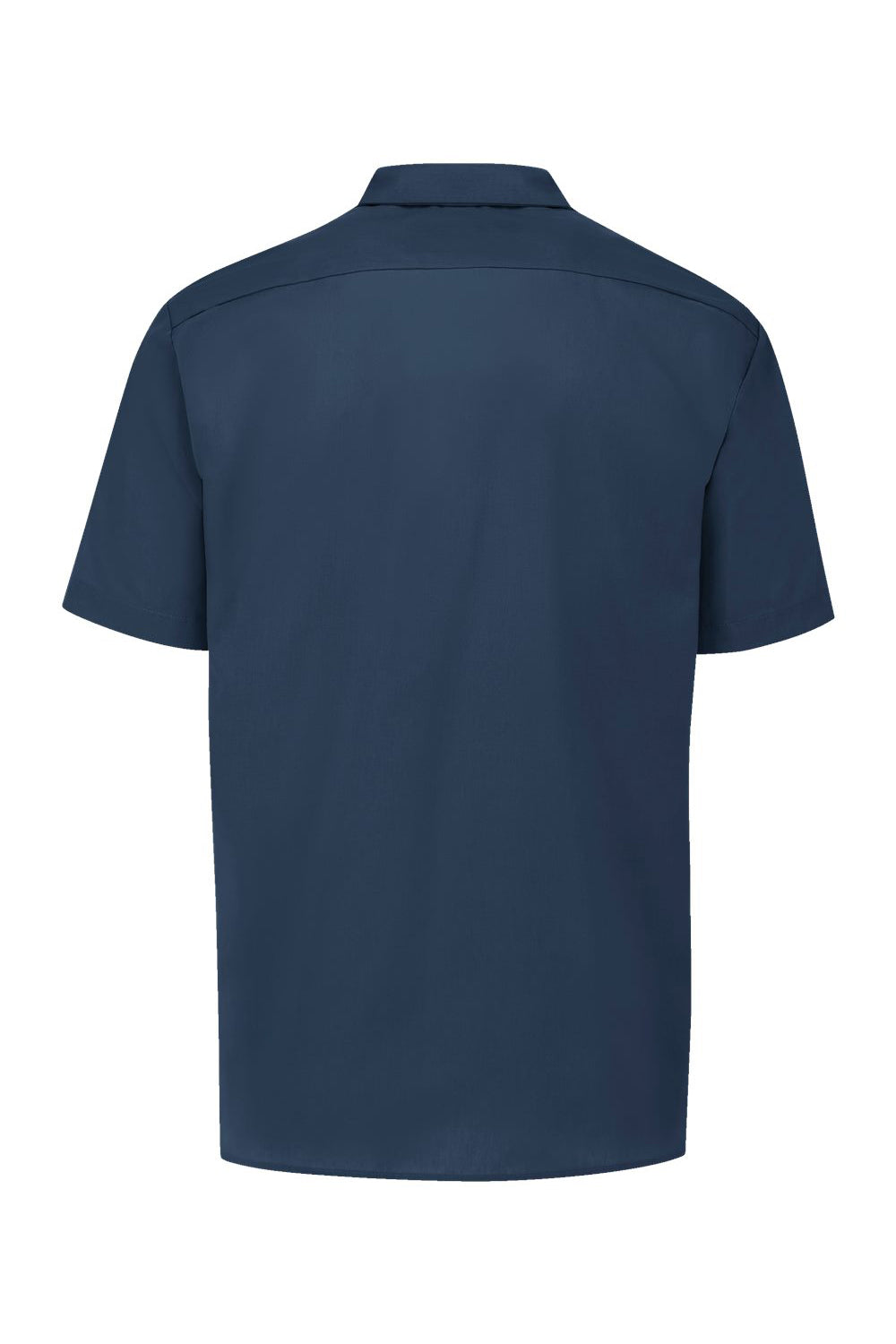 Dickies S535 Mens Industrial Wrinkle Resistant Short Sleeve Button Down Work Shirt w/ Double Pockets Dark Navy Blue Flat Back