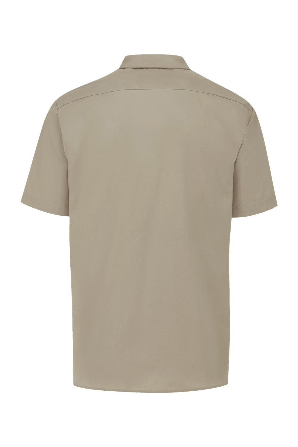 Dickies S535 Mens Industrial Wrinkle Resistant Short Sleeve Button Down Work Shirt w/ Double Pockets Desert Sand Flat Back