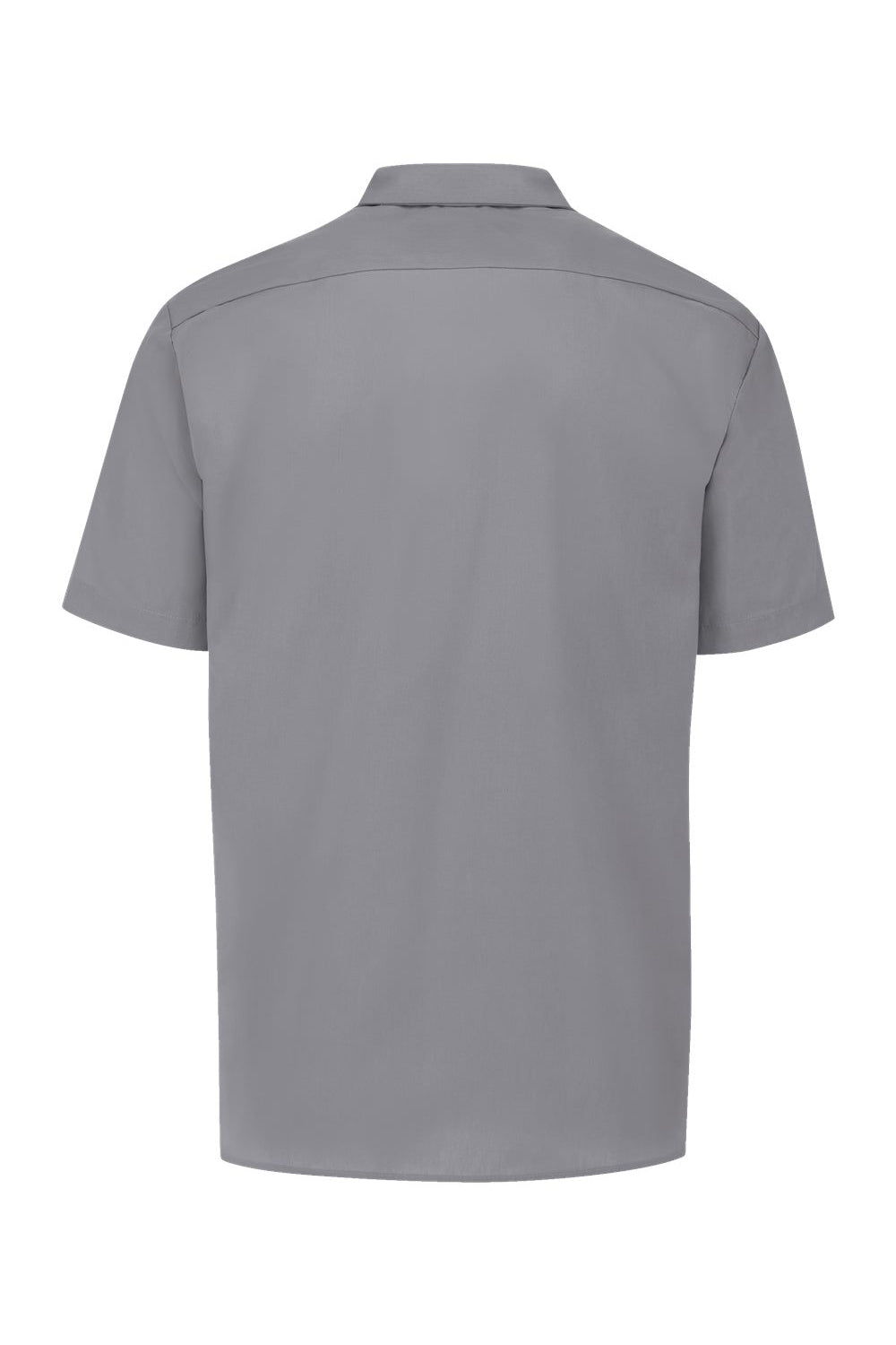 Dickies S535 Mens Industrial Wrinkle Resistant Short Sleeve Button Down Work Shirt w/ Double Pockets Graphite Grey Flat Back
