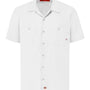 Dickies Mens Industrial Wrinkle Resistant Short Sleeve Button Down Work Shirt w/ Double Pockets - White - NEW