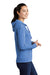 Sport-Tek LST293 Womens Moisture Wicking Fleece Full Zip Hooded Sweatshirt Hoodie w/ Pockets Heather True Royal Blue Model Side