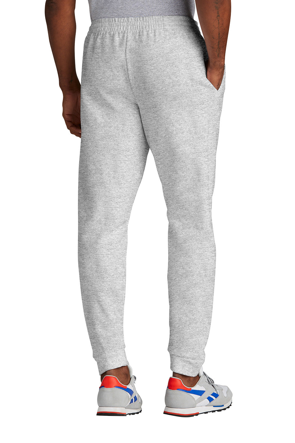 Jerzees 975MP/975MPR Mens NuBlend Fleece Jogger Sweatpants w/ Pockets Ash Grey/Charcoal Grey Model Back
